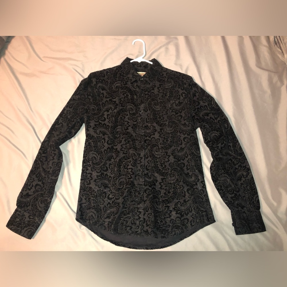 Velvet flocked paisley shirt